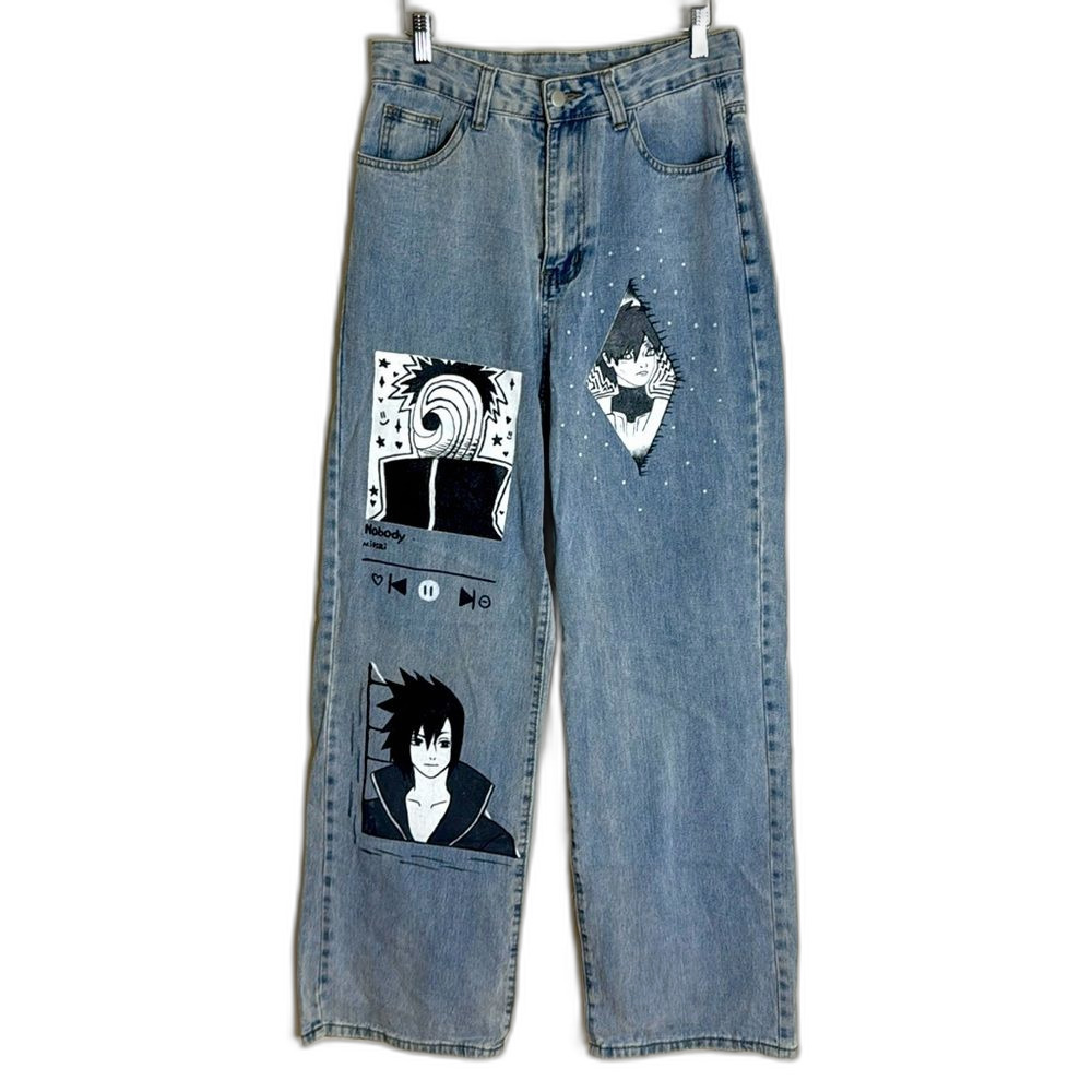 Naruto sasuke kakashi anime custom oversized baggy denim jeans size 29